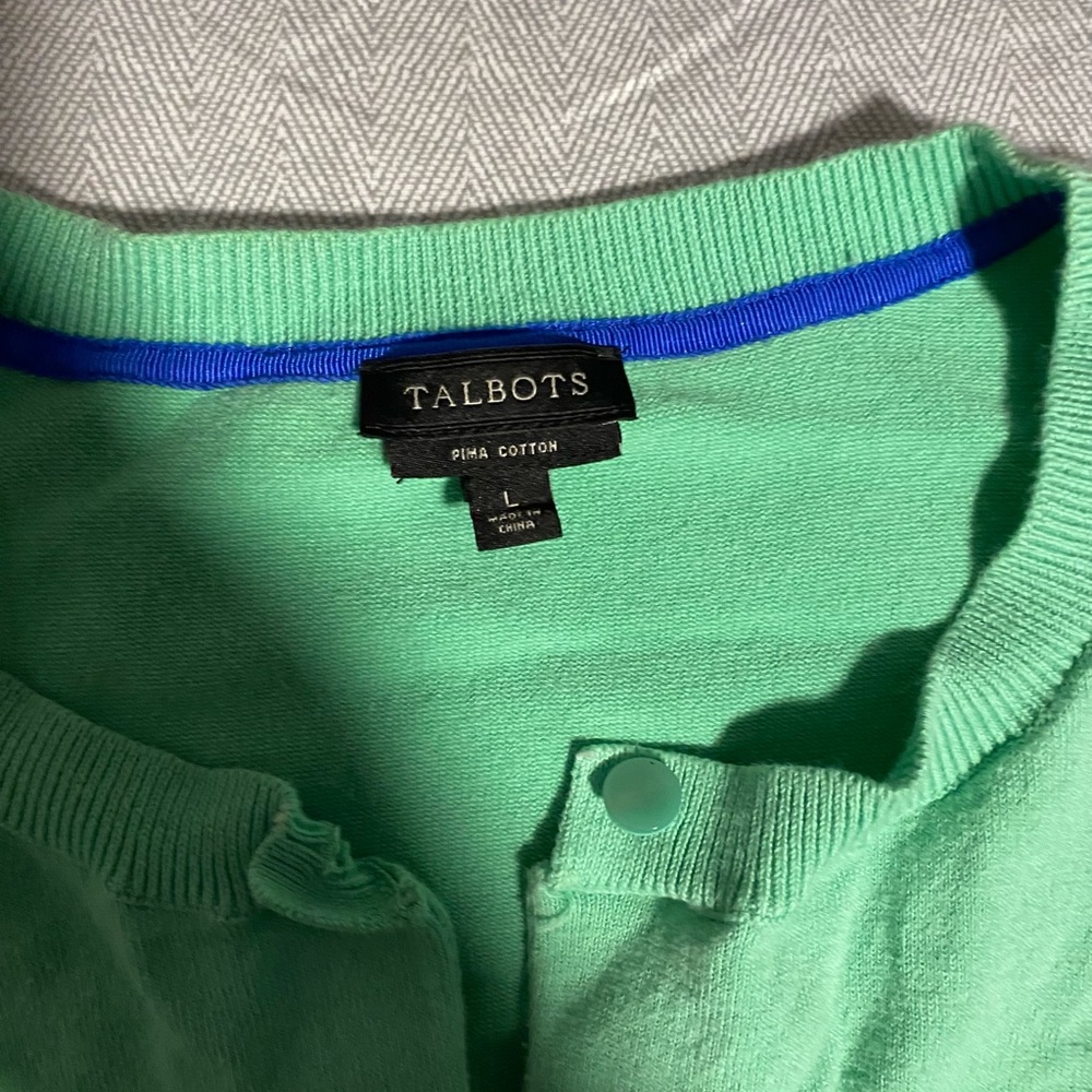 Talbots Mint Green Cardigan with embroidered butterfly - Picture 2 of 3
